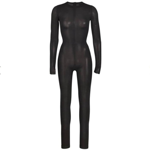 SKIMS Pants - SKIMS SHEER SCULPT CATSUIT JUMPSUIT NEW WITH TAGS BLACK ONYX LARGE (SOLD OUT) ♠️